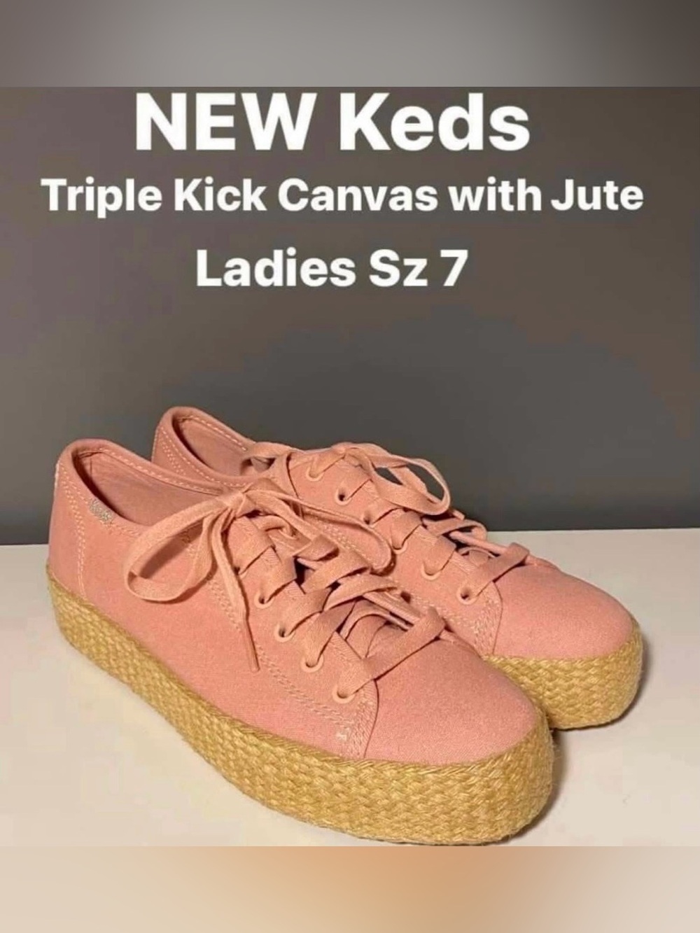 New Keds Pink Canvas Platform Sneakers with Jute Sole